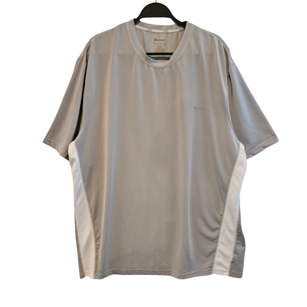 Reebok Hydromove Mens XXL Gray White‎ Mesh Performance Workout T-Shirt 3RSMS464